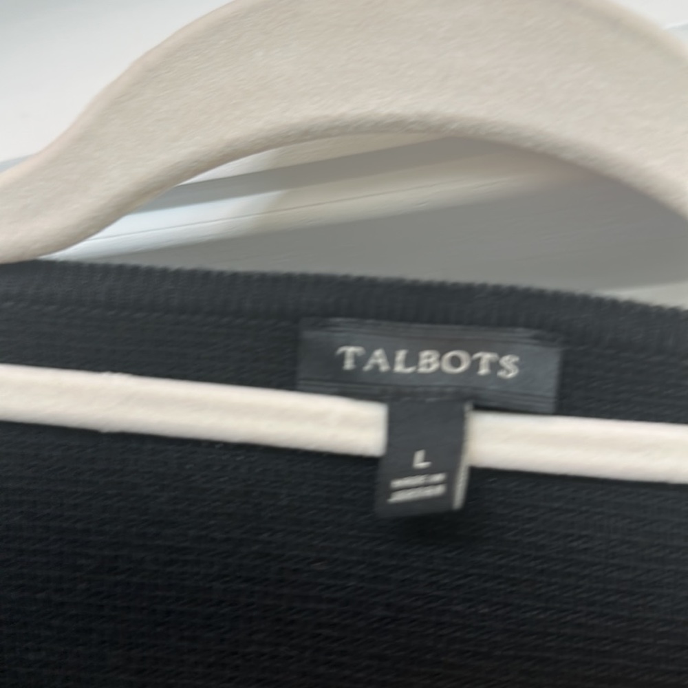 Talbots Black Micro Waffle Knit Ruffle Zip Up Light Weight Jacket - Picture 3 of 8